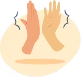 Two hands high fiving each icon